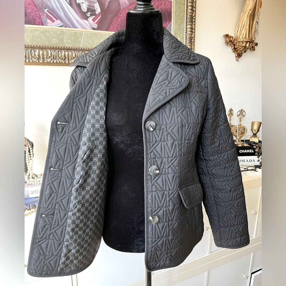 Michael Kors black quilted waterproof jacket M